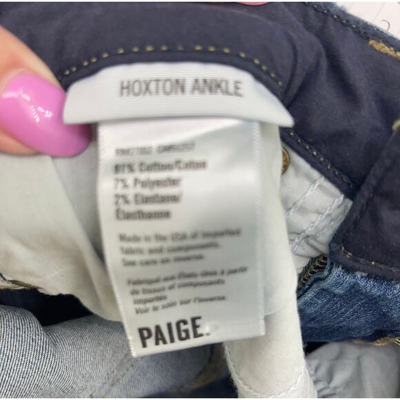 Paige Hoxton Ankle size 27 skinny high rise raw frayed hem denim jeans - Picture 3 of 3